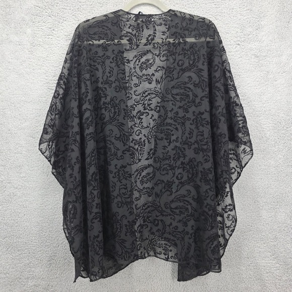 Pam‎ Pam New York Black Paisley Sheer Kimono Cardigan Drape Shrug Cover-Up Wrap - Picture 2 of 7
